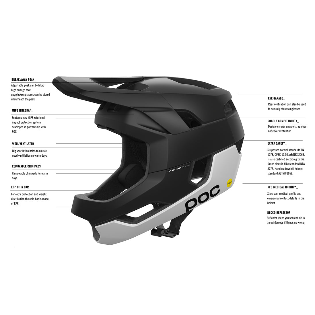 POC Otocon Race Mips Uranium Black Matt/Hydrogen White
