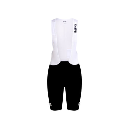 rapha womens pro team training cycling bib shorts with premium chamois black shorts white straps