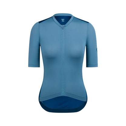 Rapha Women's Pro Team Training Short Sleeve Jersey in Jeweled Blue and Navy. Performance fit .