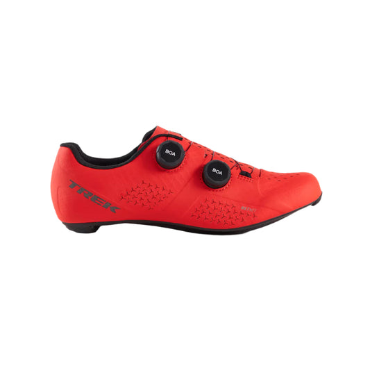 Tre Red cycling shoe with boa laces and Trek transfer logo