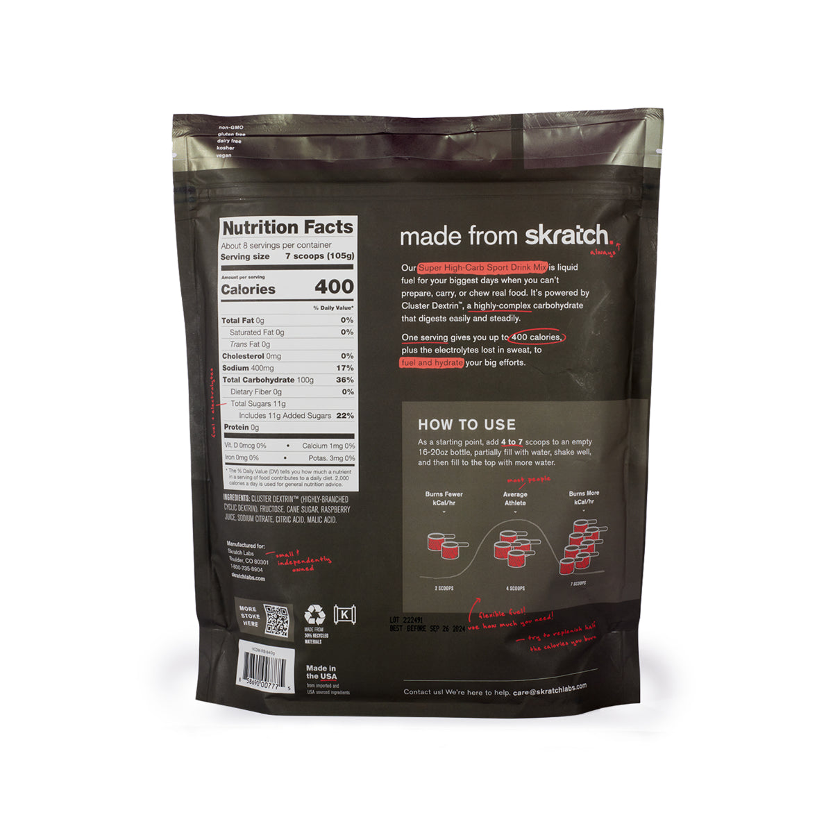 Skratch Labs High Carb Drink Mix 840g Bag